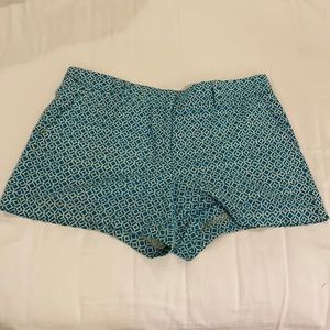 Loft Teal Blue and Off-white Patterned Shorts